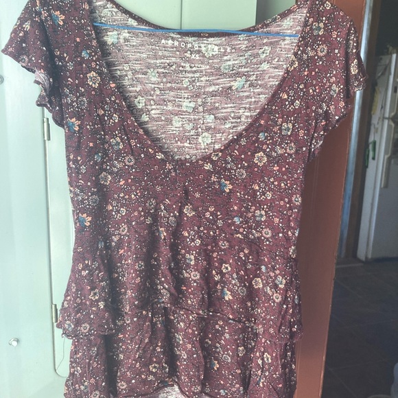 Aeropostle womens extra small top. Floral maroon color - Picture 1 of 2